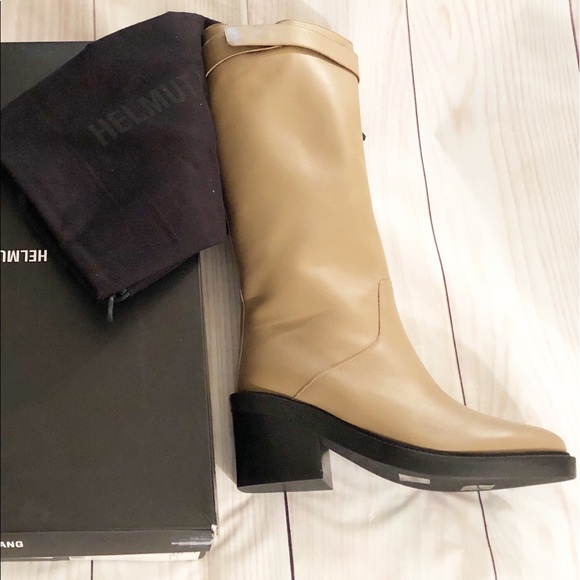 🆕{Helmut Lang} Slouch Leather Block Heel Boot - Picture 6 of 13